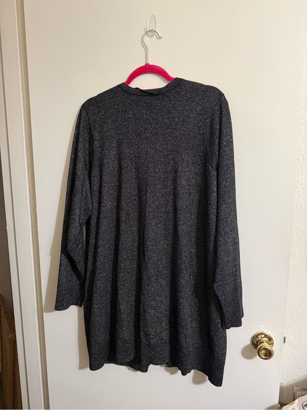 Torrid - Gold Sparkle Charcoal Gray Long V-Neck Button Cardigan - Picture 2 of 4